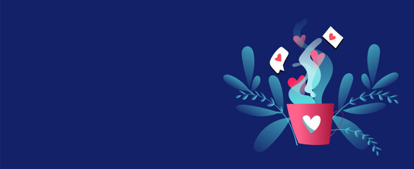 reg coffee mug with hearts vapor. vector valentine graiting card