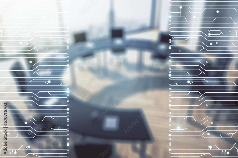 Aufkleber abstract virtual microscheme illustration on a modern conference room background. big data and datab