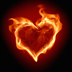 Obraz na płótnie Canvas burning heart in the dark