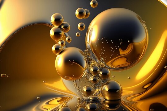 Abstrakcja - płynne złoto - kule 