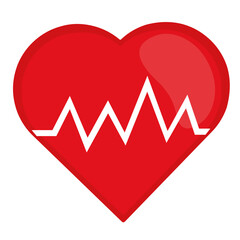 vector illustration of a heart with representative waves of pulsations, in concept of life icon