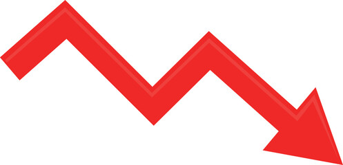 vector illustration of a red arrow trending down © sebastian
