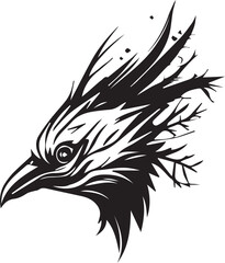 Vector logo with an animal, heraldry, lines, black and white, no background, on a white background, emblem, isolated, branding, sign