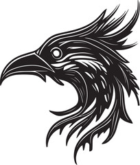 Vector logo with an animal, heraldry, lines, black and white, no background, on a white background, emblem, isolated, branding, sign