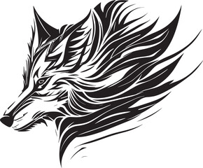 Vector logo with an animal, heraldry, lines, black and white, no background, on a white background, emblem, isolated, branding, sign