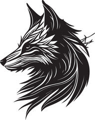 Vector logo with an animal, heraldry, lines, black and white, no background, on a white background, emblem, isolated, branding, sign