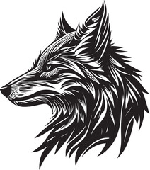 Vector logo with an animal, heraldry, lines, black and white, no background, on a white background, emblem, isolated, branding, sign