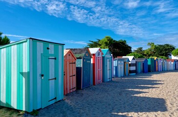 Naklejka premium Cab⁨ânes, Plage de la Boirie⁩, ⁨Île D'Oléron⁩, ⁨Saint-Denis-d'Oléron⁩, ⁨Côte Sauvage⁩, ⁨Charente-maritime, France