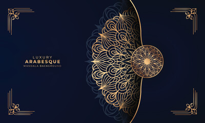 Luxury mandala background with golden arabesque pattern, decorative ornamental mandala for invitation card, book cover, poster, print