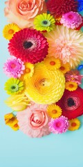 Floral wallpaper, colorful, generative ai