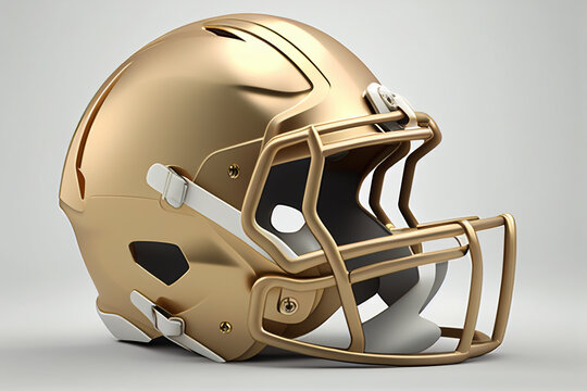 Golden american football helmet, sports image for marketing or advertisement
