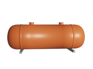 Orange industrial tank suitable for oil and gas isolated on white background. 3D rendered illustration.
