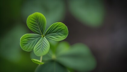Fototapeta na wymiar a four leaf clover is seen in this close up picture of a green leafy plant with a black background and a blurry image of leaves in the foreground. generative ai