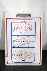Tactical board of a hockey coach with the arrangement of players and arrows of movement - instructions for the game