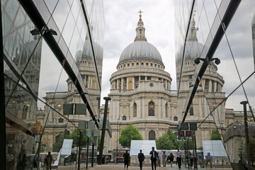 St Pauls Cathedral, London reflected in an office block