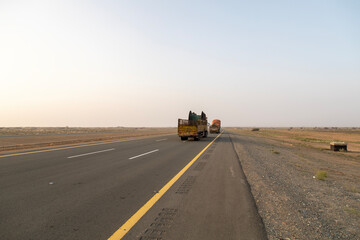 A truck on a public road in Jizan, Saudi Arabia