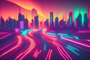 Fototapeta na wymiar city at night - Generate AI