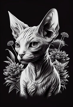 recommend clip art: sphynx cat lineart