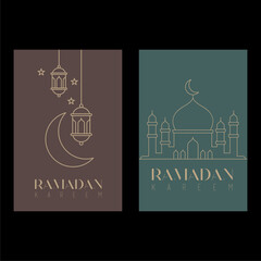 Ramadan Kareem. Islamic greeting card template with Ramadan for wallpaper design. Poster, media banner. Vector illustration.