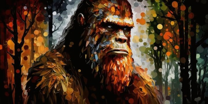 Bigfoot Sasquatch of Humboldt County - Modern Impressionistic With Palette Knife and Oils