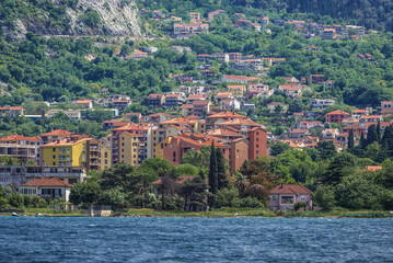 Skaljari town, next to Kotor town in Kotor Bay in Montenegro