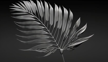  a silver leaf on a black background with a black background and a white background with a black background and a silver leaf on a black background.  generative ai