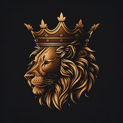 golden lion on black background