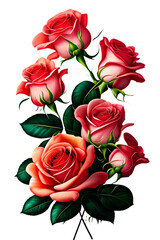 Blühende Rosen auf transparentem Hintergrund