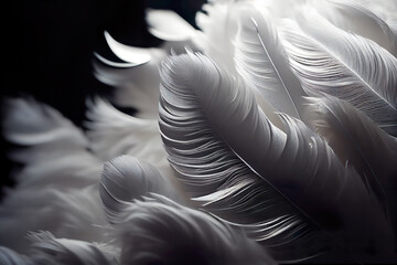 Close up white feather, texture background, Generative AI