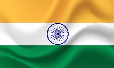 Indian flag. Flag of India. Vector flag illustration. Official colors and proportion correctly. Symbol of India