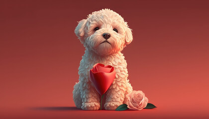 Illustration of poodle with hearts