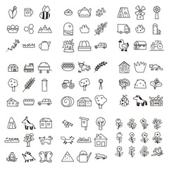 farm doodle set with animals, tractor, barn © sachch