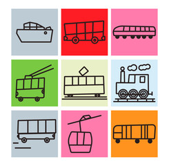 isolated  doodle set public transport