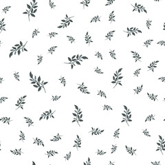 Seamless pattern with flowers. Vector flowers. Flat style. Leaves, bouquet, herbs. Textile