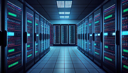Fototapeta premium The Server control center for an internet provider, generative ai