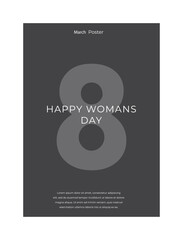 8 March. Women's day vector greeting card with Number 8 in the style of cut paper. Minimalistic poster. Vector illustration concept