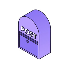 Isometric mail icon with 3d mailbox. Newsletter sending background. Vector illustration concept