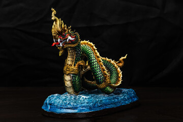 King of naga, naka  Thailand dragon or serpent king in the dark