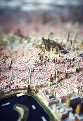 Aerial view of Paris, with a 3D map mockup look, generative AI