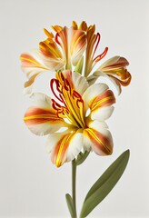 Beautiful Peruvian Lily flower on a light colored background - generative ai