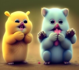 Obraz premium Cute Funny Animals, Generative AI Illustration