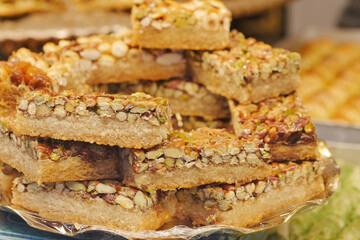 arabic dessert baklava on a plate 