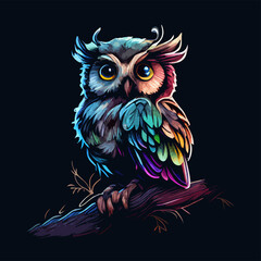 Colored Owl in Vector Illustration