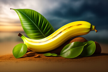 The Perfect Peel: A 3D Rendered Banana. Generative AI