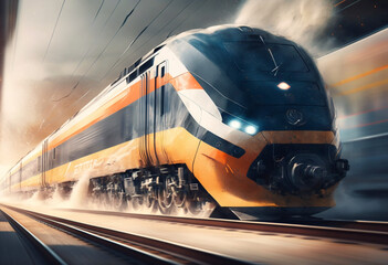 Fototapeta premium 8K AI-Generated Render of a Superfast Hyperloop Railcar: The Future of High-Speed Transport