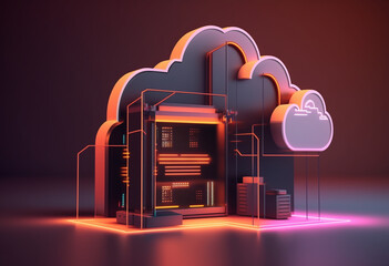 Neon-Futurism: AI-Generated 3D Render of Cloud-Based Technologies for Cloud-Optimized Solutions