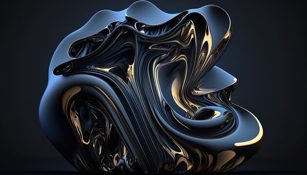 Abstract liquid rhodium 3D Business Technology Aurora Silk Background created with generative ai technology