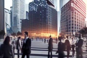 Fototapeta na wymiar business people in the city - Generate AI