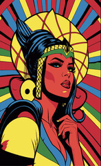 Naklejka na ściany i meble Portrait of a woman brazil carnival pop art poster