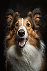 Surprised Collie portrait - Created with generative AI technology